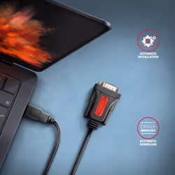 Axagon ADS-1PSN USB-A 2.0 - serial RS-232 DB9-M Prolific adapter cable 1.5m - Adapter - Digital/Daten câble Série Noir 1,5 m USB Type-A - Vue supplémentaire 4