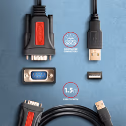 Axagon ADS-1PSN USB-A 2.0 - serial RS-232 DB9-M Prolific adapter cable 1.5m - Adapter - Digital/Daten câble Série Noir 1,5 m USB Type-A - Vue supplémentaire 5
