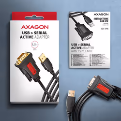 Axagon ADS-1PSN USB-A 2.0 - serial RS-232 DB9-M Prolific adapter cable 1.5m - Adapter - Digital/Daten câble Série Noir 1,5 m USB Type-A - Vue supplémentaire 6