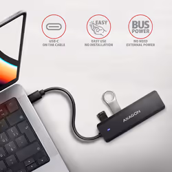 Axagon HUE-C1C hub & concentrateur USB 3.2 Gen 1 (3.1 Gen 1) Type-C 5000 Mbit/s Noir