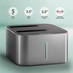 Axagon AXG ADSA-DC - Docking- und Kopierstation 2x 2.5''/3.5'' SATA USB 3.0 - Digital/Daten USB 3.2 Gen 1 (3.1 Gen 1) Type-A Gris