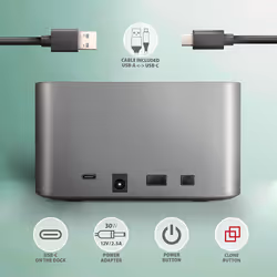 Axagon AXG ADSA-DC - Docking- und Kopierstation 2x 2.5"/3.5" SATA USB 3.0 - Digital/Daten USB 3.2 Gen 1 (3.1 Gen 1) Type-A Gris - Vue supplémentaire 7
