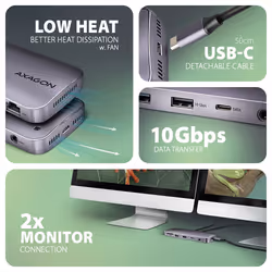 Axagon HMC-12GM2 station d'accueil Avec fil ROG XG Mobile + USB Type-C Gris - Vue supplémentaire 5