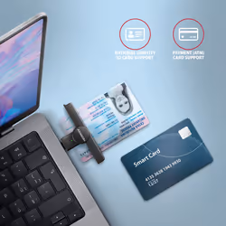 Axagon CRE-SMPC USB-C Smart card/ID card PocketReader lecteur de cartes à puce Intérieure USB Type-C Noir - Vue supplémentaire 2