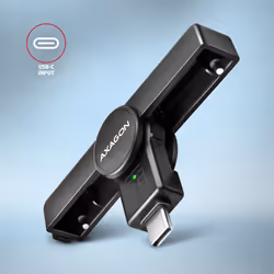 Axagon CRE-SMPC USB-C Smart card/ID card PocketReader lecteur de cartes à puce Intérieure USB Type-C Noir - Vue supplémentaire 4