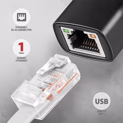 Axagon ADE-AR USB-A 3.2 Gen 1 - Gigabit Ethernet 10/100/1000 Adapter - Adapter - Digital/Daten 1000 Mbit/s