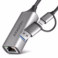 Axagon ADE-TXCA Gigabit Ethernet Adapter USB-C+ USB-A - titangrau - Adapter - Digital/Daten, Avec fil, USB Type-A/USB Type-C, ...