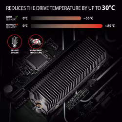 Axagon CLR-M2XT M.2 SSD Passivkühler Aluminium - 2280 M.2 NVMe SSD, Disque électronique Dissipateur thermique/Radiateur Noir, Gris 1 pièce(s) - Vue supplémentaire 4