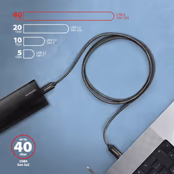 Axagon BUCM4X-CM10AB Câble USB USB-C USB 3.2 Gen 2x2 1 m Noir - Vue supplémentaire 8