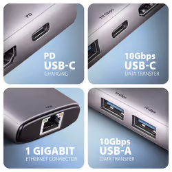Axagon HMC-6G2L station d'accueil Avec fil USB 3.2 Gen 2 (3.1 Gen 2) Type-C Aluminium - Vue supplémentaire 3