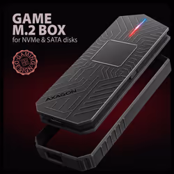 Axagon EEM2-GAM, USB-C 10Gbps - NVMe & SATA SSD GAME M.2 box, bezšroubkový Enceinte ssd Noir - Vue supplémentaire 2