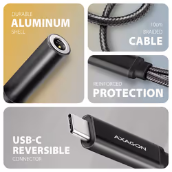 Axagon ADA-HCPD câble audio 0,1 m USB-C, 3.5 mm USB-C Noir - Vue supplémentaire 3