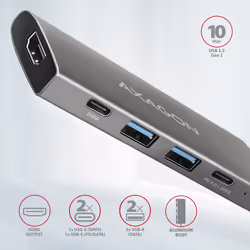 Axagon HMC-5G21 station d'accueil Avec fil USB 3.2 Gen 2 (3.1 Gen 2) Type-C Gris - Vue supplémentaire 2