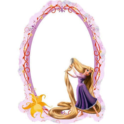 Miroir Princesse Raiponce Disney - Rose - Enfant - Fixations adhésives incluses - 25 x 35 cm