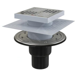 No Brand - Alcadrain Douchegoten - Siphon de sol, droit 150x150 mm, diamètre 50/75 mm, 2ème niveau d'isolation, acier inoxydable/plastique