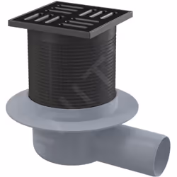 Vidange du plancher latéral taille 105x105/50 mm grille en acier inoxydable noir-matt bouchon anti-odeurs combiné SMART pour  ...