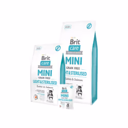 Brit Care Mini Light &amp; Sterilised, Mini (5 - 10kg), Lapin, Saumon, 2 kg