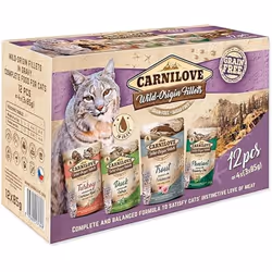 Pâtée pour chat - CARNILOVE - Multipack 12x85g - Alimentation adulte - Taille moyenne - 100% naturel