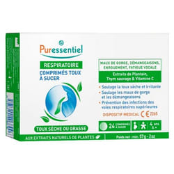 Puressentiel Respiratoire Toux Sèche ou Grasse 24 Comprimés à Sucer