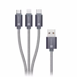Connect IT CI-1229, 1,2 m, USB A, USB C/Micro-USB B/Lightning, USB 3.2 Gen 1 (3.1 Gen 1), Argent