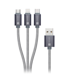 Connect IT CI-1229 câble USB 1,2 m USB 3.2 Gen 1 (3.1 Gen 1) USB A USB C/Micro-USB B/Lightning Argent
