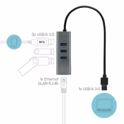 i-tec Metal USB 3.0 HUB 3 Port + Gigabit Ethernet Adapter - Vue supplémentaire 4