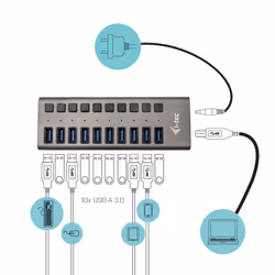 i-tec USB 3.0 Charging HUB 10 port + Power Adapter 48 W
