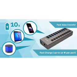 i-tec USB 3.0 Charging HUB 10 port + Power Adapter 48 W - Vue supplémentaire 4