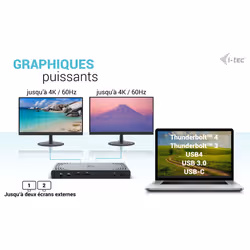 i-tec USB 3.0 / USB-C / Thunderbolt 3 Dual Display Docking Station Gen2 + Power Delivery 100W - Vue supplémentaire 8
