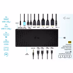 i-tec USB 3.0 / USB-C / Thunderbolt, 3x 4K Docking Station Gen 2 + Power Delivery 100W - Vue supplémentaire 7