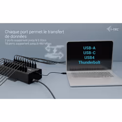 i-tec USB-C/USB-A Metal Charging + data HUB, 15W per port, 20x USB-C - Vue supplémentaire 4