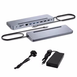 i-tec USB-C Metal Ergonomic 3x 4K Display Docking Station with Power Delivery 100 W + Universal Charger 100 W, Avec fil, USB ...