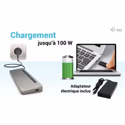i-tec USB-C Metal Ergonomic 3x 4K Display Docking Station with Power Delivery 100 W + Universal Charger 100 W - Vue supplémentaire 5