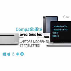 i-tec USB-C Metal Ergonomic 3x 4K Display Docking Station with Power Delivery 100 W + Universal Charger 100 W - Vue supplémentaire 6