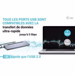 i-tec USB-C Metal Ergonomic 3x 4K Display Docking Station with Power Delivery 100 W + Universal Charger 100 W - Vue supplémentaire 8