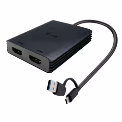 i-tec USB-A/USB-C Dual 4K/60 Hz HDMI Video Adapter, 0,27 m, USB Type-A/USB Type-C, 2 x HDMI, Mâle, Femelle, 3840 x 2160 pixel ...