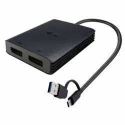 i-tec USB-A/USB-C Dual 4K/60 Hz DisplayPort Video Adapter, 0,27 m, USB Type-A/USB Type-C, 2 x DisplayPort, Mâle, Femelle, 384 ...