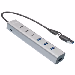 i-tec USB-C/USB-A Charging Metal HUB 7 port (3x USB-C, 4x USB-A), USB 3.2 Gen 1 (3.1 Gen 1) Type-A + Type-C, USB 3.2 Gen 1 (3 ...