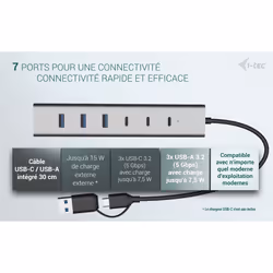 i-tec USB-C/USB-A Charging Metal HUB 7 port (3x USB-C, 4x USB-A) - Vue supplémentaire 6