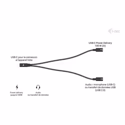 i-tec USB-C Cable Splitter Audio/Data + Power Delivery 100W - Vue supplémentaire 6