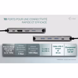 i-tec USB-C Metal Nano 3x Display (DP, HDMI and VGA) Docking Station + Power Delivery 100 W - Vue supplémentaire 6
