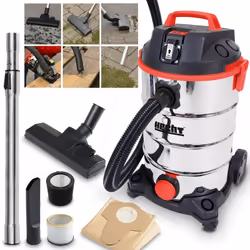 Hecht 8335 Z Aspirateur Industriel tout usage puissant de 1400 watts sec et humide avec prise pour appareil . On fait tout !  ...