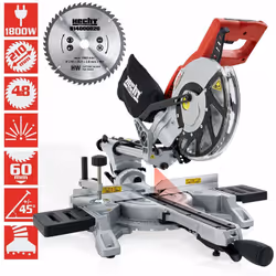 Hecht 828 Scie à onglet 1800 W Mini Scie circulaire avec laser 4900tr/min 11,2kg Cette scie à onglet HECHT avec une puissance ...