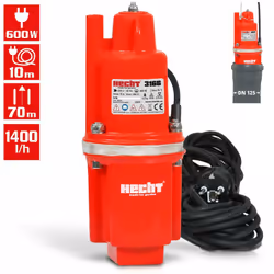 Hecht 3166 Pompe submersible pour eaux usées Pompe jardin Pompe à membrane 600W 1400 l/h La pompe à membrane de 600 watts HEC ...