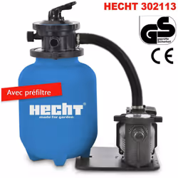 Hecht jardin 302113 Système de filtre à sable(avec pré-filtre) de piscine 7 m3/h 450 W Capacité de sable 20kg Avec un système ...