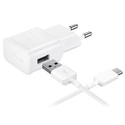 Chargeur Voyage dOrigine Samsung EP-TA200EWE + Cable USB Type C blanc 1 m - 8596311080760