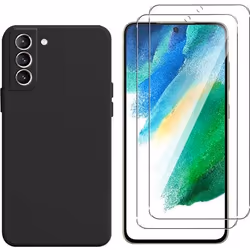 Coque - Samsung - Galaxy S21 FE 5G - Souple Silicone TPU - Protection Verre Trempé - Noir