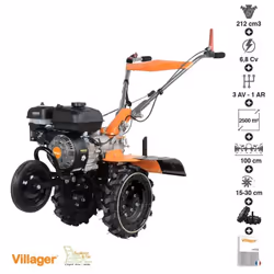 DESCRIPTION GÉNÉRALE Le motoculteur thermique Villager 212 cm³ est l'outil idéal pour préparer la terre rapidement et efficac ...