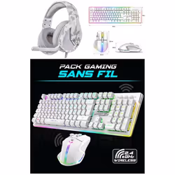 Pack GAMER - Spirit of Gamer - RGB PRO - Sans fil - Souris et Clavier inclus - Casque Gaming Blanc