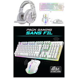 Pack GAMER - Spirit of Gamer - RGB PRO - Sans fil - Souris et Clavier inclus - Casque Gaming Blanc